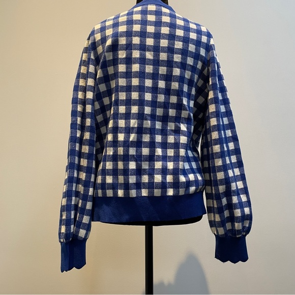 Kate Spade New York Blue Gingham Scalloped Trim Button Cardigan Size M - Picture 4 of 8